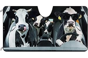 BAGEYOU Car Front Windshield Sunshade Milk Cow Family Decor Vehicle Sun Shade Visor UV Ray Reflector Sun Protector, Keep Vehicle Cool, 55" x 30"