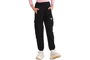 Kaerm Pantalon Cargo Fille Jogging Jean Mode avec Multi-Poches Taille Élastique 3-16 Ans