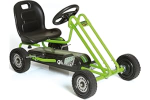 hauck Lightening Go Kart con Ruedas de Goma, Kart Pedales, Coches Niños, Freno de Mano, Asiento Ajustable en Tres Posiciones, 4-8 Años, Peso Max. Peso 50 kg, Respaldo alto, Verde