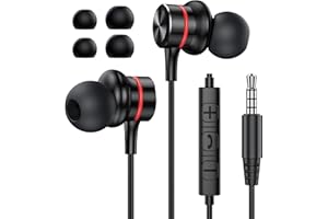 MOSWAG Auriculares con Cable, Auriculares con Microfono, Auriculare de Reducción de Ruido de 3,5 mm. (1PACK)