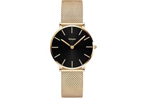 Kubagom Reloj de Cuarzo para Mujer Banda Malla Acero Inoxidable Ultra Delgado