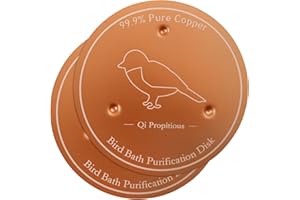 shaojian 2 Pcs Bird Bath Copper Disk, 99.99% Pure Copper Bird Bath Purification Disk to Keep Water Fresh, Rustproof Brass Cleaning Disks Universal Birdbath Accessories for Outdoor Yard Garden
