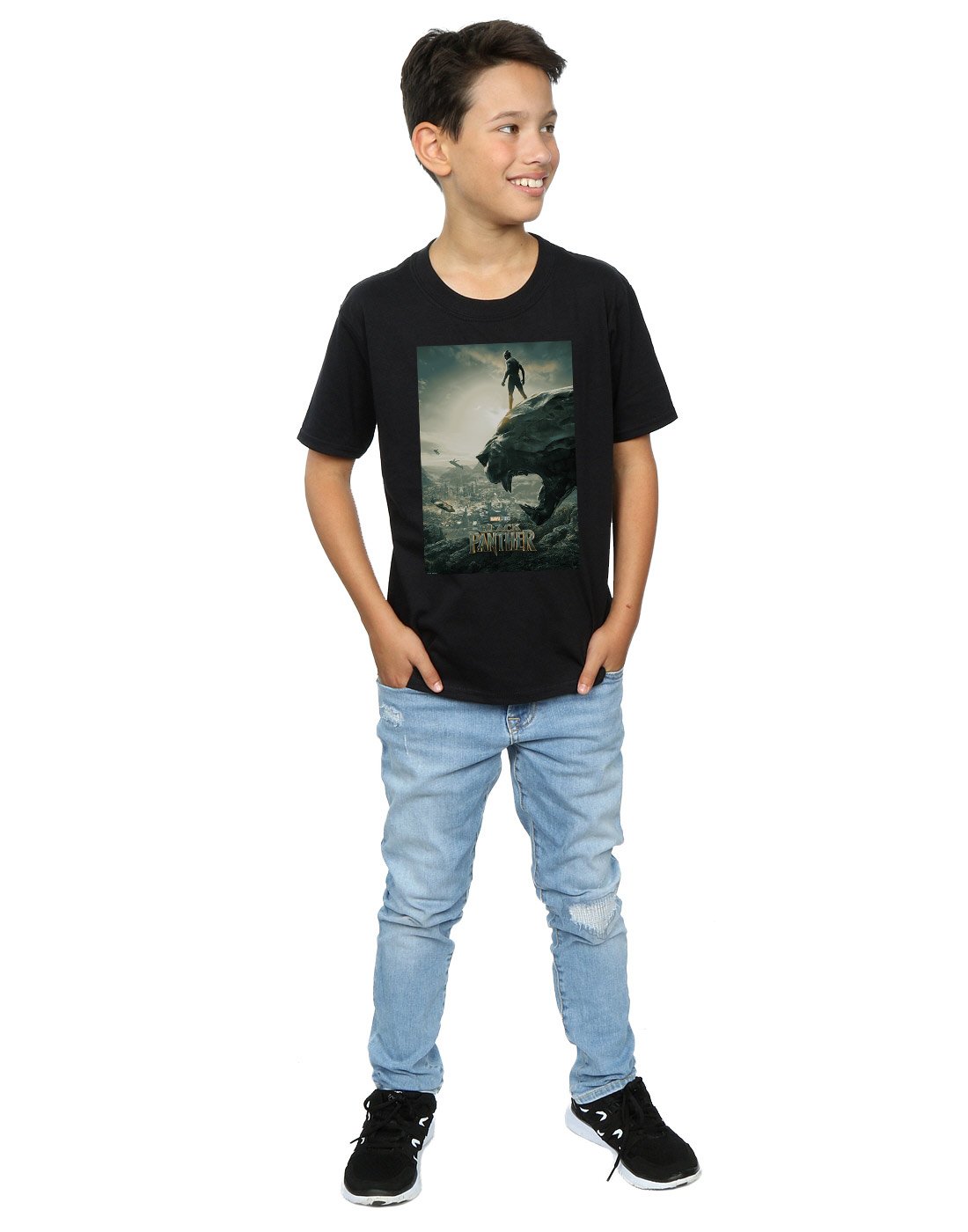 Marvel-Jungen-Black-Panther-Poster-T-Shirt