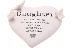 WIDDOP AND CO Widdop & Co. Daughter Memorial Graveside Heart - Remembrance Grave Ornament with Sentiment Verse and Butterfly Details