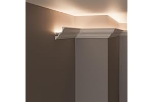 CREATE LUXURY GRAND DECOR Cornici velette per led a soffitto e parete (4 o 10 metri lineari - KH905), per illuminazione indiretta con le strisce led | decorative, prefabbricate in duropolimero (4 metri)