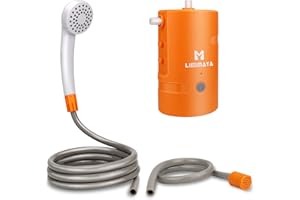 LIEBMAYA Portable Outdoor Shower, 4400mAh Battery Powered USB Rechargeable Pump，Handheld Outdoor Shower Head for Camping, Hiking, Traveling, IPX7 Waterproof