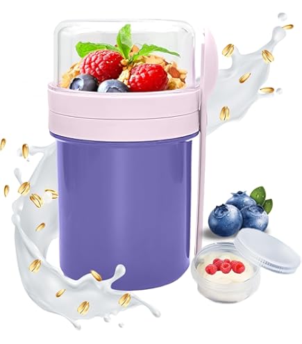 Bol à Emporter Compartimenté 300+400 Ml - Anti-fuite, Micro-ondable - Parfait Pour Petit-déjeuner, Yaourt, Voyage