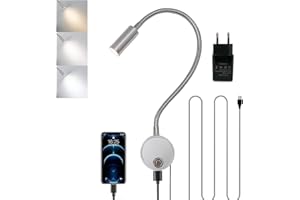 YNDD Lampe de Lecture Dimmable Tactile, Lumière Liseuse Murale Intérieur LED avec Interrupteur et Port de Chargement USB 360°Lampe Lit à Col de Cygne Flexible Applique Chevet Chambre avec Adaptateur EU