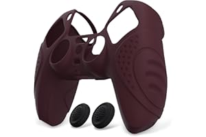 eXtremeRate PlayVital Funda de Silicona para ps5 Mando - Carcasa Protectora Suave y Antideslizante con 2 Tapas de Joystick, Compatible con DualSense, Accesorio para ps5 (Edición Guardian-Rojo Vino)