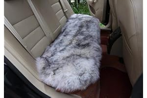 Sisha-A Sheep Wool Seat Cushion Cover Winter Warm Natural Wool Car Seat Covers Universal Fit for Most Car, Truck, SUV, or Van Back Gray Tips