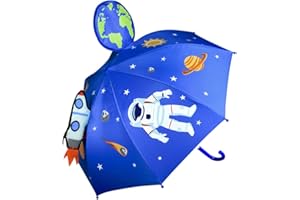 CAPMESSO Kids Umbrella Boys 3D - Boys Parasol Space Astronaut Umbrella UV 50+ Protection, Windproof, Suit for School Kids, Kindergarten Kids, Gift for 3-6 Years Girls, Boys