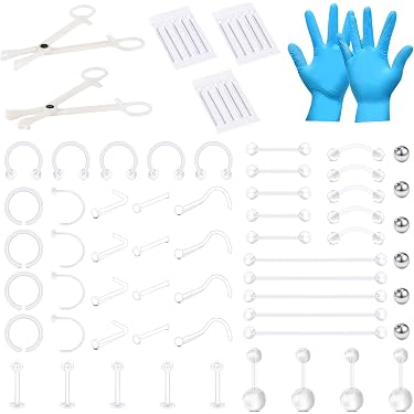 Kit Piercing Complet 66-113 Pièces Acier Chirurgical Avec Outils Et Gants - Nombril Langue Nez Oreille Septum Et Plus