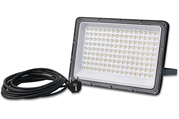 Hmuaog Exterieur LED Floodlights 50W Blanc Froid 220V with EU Plug, SMD 2835 50 Watts IP65 Etanche Spot LED Outdoor Lighting Eclairage pour Jardin Cour et Garage (50W)