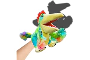 Locisne Marionnette à Main Dinosaure Caudipteryx, Peluche réaliste colorée et personnalisée, Jouet Raptor, Cadeau pour Enfants.