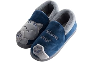 Vorgelen Hiver Pantoufles Femme Homme en Mousse Mémoire Confort Peluche Coton Chaussons Maison Intérieur Mignon Slippers Anti-dérapant Chaud Souple House Chaussures pour Indoor Outdoor