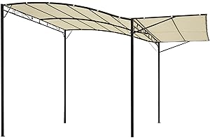 Outsunny Pavillon Gartenpavillon Markise Sonnenmarkise mit klappbarem Seitendach UV-Schutz Stahl + Polyester Cremeweiß + Schwarz 3 x 2,5 m