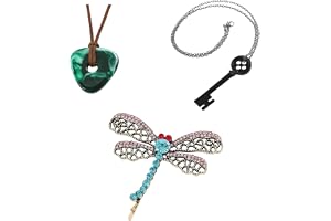 JNAWA 3 delar korall kostym set se sten och nyckel halsband koralin trollslända hårklämma halloween cosplay film rekvisita smycken för kvinnor, Sterlingsilver