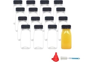 ZMCYN 16 Pack 4oz/120ml Plastic Juice Bottles with Lids, Reusable Shot Bottles Mini Empty Juicing bottles, Small Beverage Drink bottles for Mini Fridge, Juices, Water