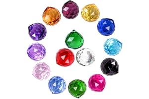 MerryNine Lot de 15 boules de cristal à suspendre pour fenêtre Feng Shui - 30 mm - Multicolore