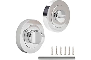 HARDHAWK Chrome Bathroom Door Lock Thumb Turn with Screws, Round Privacy Lock Set-Silver