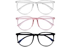 ‎URAQT URAQT Blaulichtfilter Brille, Rund Anti Blaulicht PC Gaming Brillen Modebrille, Blue Light Blocking Glasses, Ohne Stärke Blaufilter Brille für Damen und Herren (Schwarz & Weiß & Rosa)