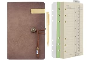 ‎WONDERPOOL Wonderpool Leder A6 Tagebuch Notizbuch Ringbuch –Nachfüllbarer Ordner Schreibpapier Spirale Business Notizblöcken Vintage Einband für Büro Plan Reisen Persönlicher Organizer (a-marron, A6)