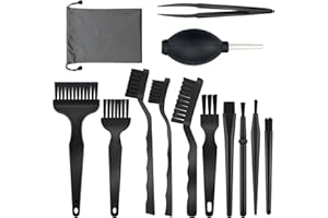 BOLOEST Juego de 13 cepillos antiestáticos para teclado, cepillos de PC, kit de herramientas de limpieza con pinzas, soplador de aire y bolsa de almacenamiento para PC, teléfono, tableta, PCB, cámaras BGA