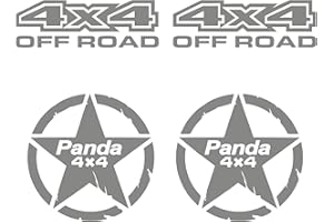 PUMU, adesivi 4x4 off road e Stella 4x4 compatibile per panda 4x4 Sisley Adventure Trail trekking fuoristrada auto tuning sport suv (ARGENTO)