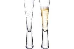 karadrova 2 copas de champán de 145 ml, copas de Prosecco, hechas a mano, copas de licor de champán de cristal transparente, flauta de Prosecco para aniversario de boda (Surge)