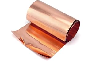 Aomhrek Placa de Cobre Puro 99,9%, Lámina de Cobre para Proyectos DIY, Electrónica, Artesanía e Industria, Placa de Cobre Alta Conductividad ((0.1mm x 200mm x 1m))