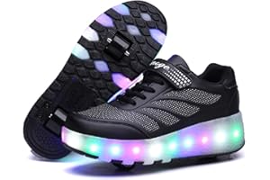 Heelystong Junge Mädchen Schuhe Kinderschuhe mit Rollen LED Leuchtend Doppelrad schuheltraleicht Outdoor Schuhe 7 Farbe Farbwechsel Rädern Gymnastik Blinkend Sneaker