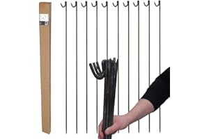True Products 10 Pack of Strong 10mm Steel Fencing Pins - Height 1.25m with Shepherds Crook Head for Temporary Barrier fencing and Garden Netting
