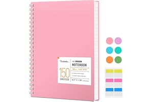 HIUKOOKA A4 Wirebound Lined Journal- Spiral College Ruled Notebook 300 Pages, Large Hardcover Journal 21 x 28cm, 100gsm Thick Paper Notebook for School Student Study,Meeting(Pink)