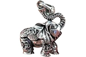 FROINY 3D Alliage D'éléphant Pendentif Sculpture Argent Exquis Éléphant Petit Pendentif