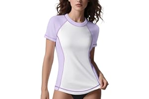 ANGEL CITIZ Rash Vest Women Short Sleeve UPF 50+ Womens Swim Top Beach Shirt Quick Dry Rash Guard Modest Swimwear