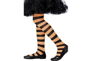 NET TOYS Collants pour Enfant Collants rayés Orange et Noir Bas à Rayures mi-Bas Fins Multicolores Leggings Enfants zebrés déguisement Accessoires Infantile