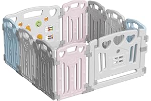 Gupamiga Parque Infantil Bebe 120x120 cm, Corralito para Niños y Niñas, Parque de Juegos para bebe para Interior y Exterior (8+2 paneles)