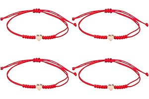 REQAG 4 pezzi Cuore Bracciali Rosso Donne Ragazze Bracciale bracciale filo rosso del Destino per Madre Figlia Sorella Fidanzato Fidanzata Migliori Amiche Braccialetto Amicizia Regalo per San Valentino