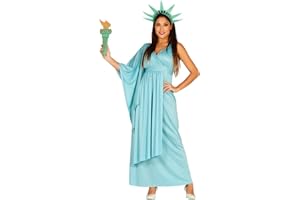 FIESTAS GUIRCA | Disfraz de Estatua de la Libertad Adulta - Vestido, Capa, Diadema y Antorcha - Disfraces de América para Halloween, Carnaval y Fiestas Patrióticas - Ideal para Mujeres