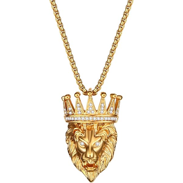 Collana Con Ciondolo A Forma Di Testa Di Leone – Ciondolo Da Uomo In Acciaio Inossidabile Con Animale, Stile Punk Rock, Gioielli Hip Hop, Collane - 4