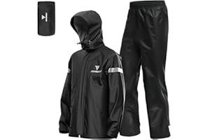 LIXADA Tuta Antipioggia da Uomo Donna,Tuta Moto Impermeabile Antipioggia Antivento,Giacca da Pioggia Impermeabile Riflettente da Esterno e Pantaloni Abbigliamento per Ciclismo Escursionismo in Campeggio