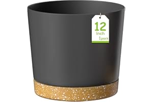 ZMTECH Pots de Fleurs de 30cm, Jardinières Modernes avec Trous de Drainage et Soucoupe Détachable, Pots de Fleurs en Plastique pour Plantes d'Intérieur et de Jardin (Gris Foncé)