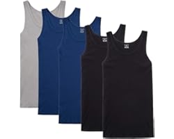 YOUCHAN 5 Pieces Mens Vest Tank Tops Fitted 100% Cotton Sleeveless