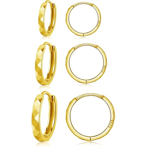 925 Sterling Silber Creolen Set – 3 Paare Hypoallergene Ohrringe Für Knorpelpiercings (13/16/20mm, Unisex, Rund)