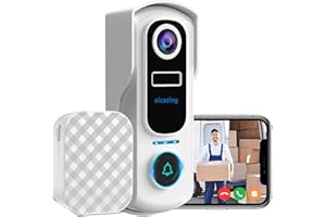 nicezing Sonnette sans Fil avec Camera, 2K FHD Sonnette sans Fil Exterieur Etanche, Détection Humaine PIR, Vision Nocturne Couleur, Message Vocal, Appel Vidéo, IP67 Étanche, Support Cloud/SD Et Alexa