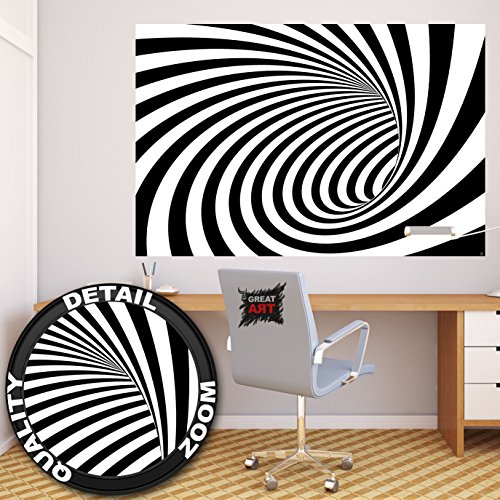 GREAT ART 3D Tunnel schwarz-weiß Wanddekoration - Wandbild Abstrakt Motiv XXL Poster (140 x 100 cm)