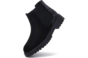 HARVEST LAND Girls Boots Kids Ankle Boots Zipper School Shoes Elegant Big Kid Fashion Winter Boots Zip-up Short Flat Bootie for Junior/Yourth