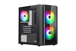 Nuwo Blitz R28 Case Micro-ATX Mini-ITX per PC Desktop Office Mini Tower mATX 0.50MM SPCC, 3 Ventole FRGB, Frontale e Pannello Laterale in Vetro Temperato