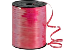 COSORO 457m Ruban Rouge 5mm Largeur,Ruban Bouclé pour Ballon Anneau Bouquets Couture Nœuds Brillant Holographique,Emballage de Cadeaux,Accessoire Décoration Bricolage,pour Mariage Anniversaire Noël Fête