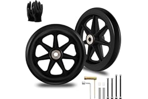 SAICOOS Pack de 2 roues de remplacement solides de 150 mm - Matériau en caoutchouc écologique, pneus PU résistants à l'usure - Facile à installer, compatible avec la plupart des modèles de voitures (déplié)